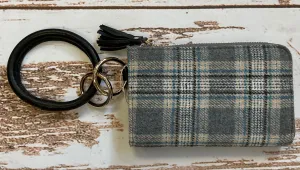 Liv Bangle Wristlet Plaid Grey Wallet