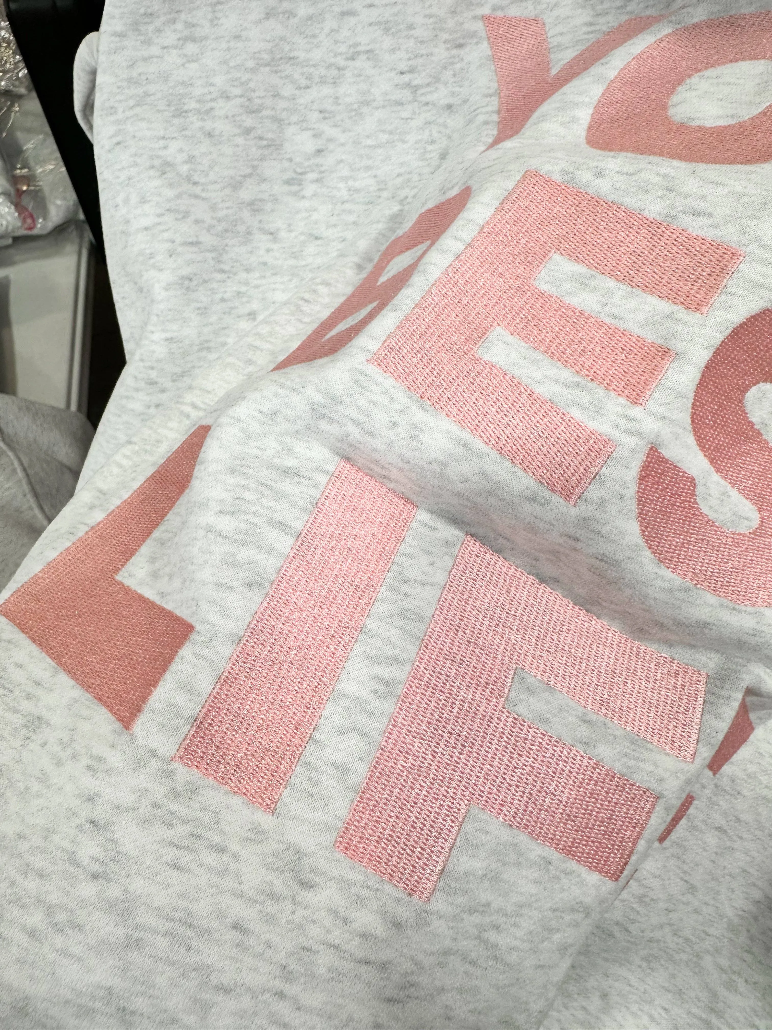 Live Your Best Life Embroider Sunkissed Coconut Sweatshirt: Light Pink