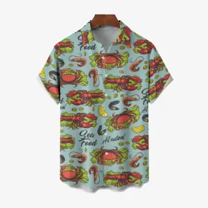 Lobster Delicious Food Print Casual Short Sleeve Shirt 2404001794