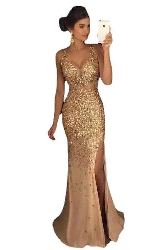 long evening dress with slit