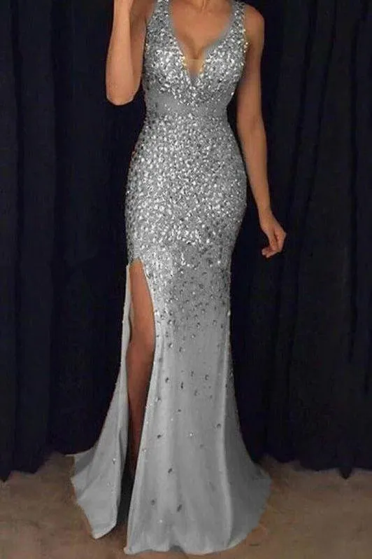 long evening dress with slit
