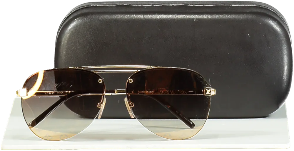 Louis Vuitton Gold Clockwise Aviator Sunglasses