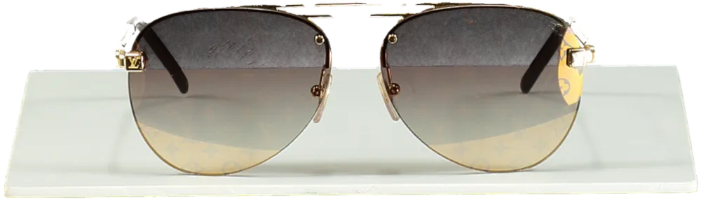 Louis Vuitton Gold Clockwise Aviator Sunglasses
