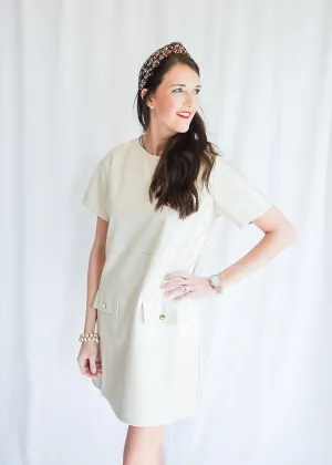 Louisa Ivory Leather Dress