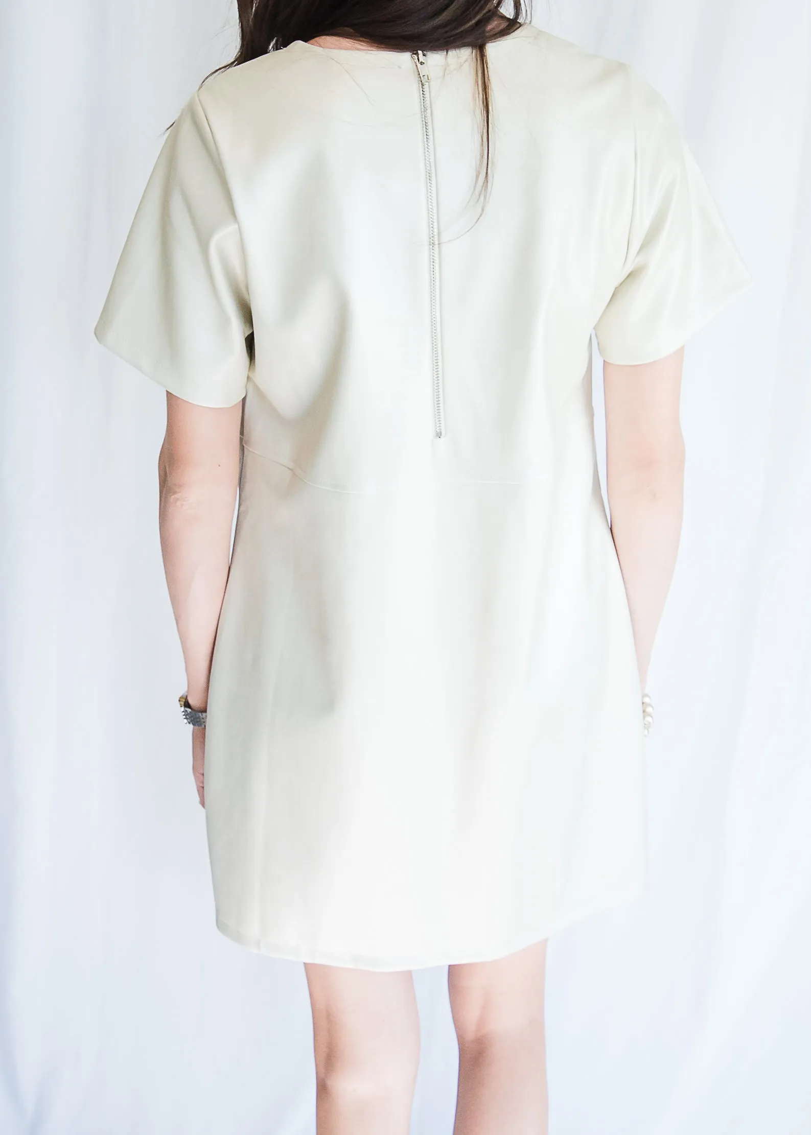 Louisa Ivory Leather Dress
