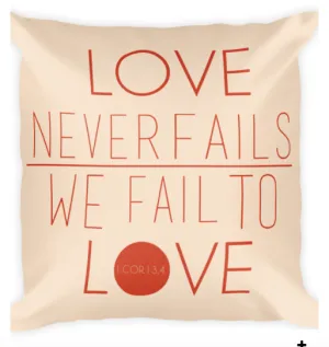 Love Never Fails Pillow Tan - Christian Fashion