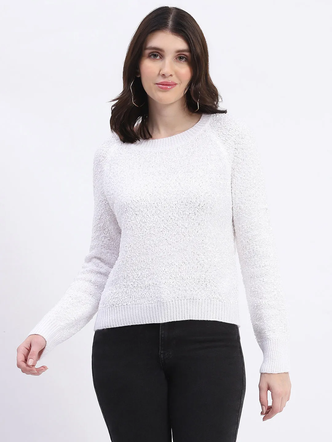 Madame Self Design Off White Sweater