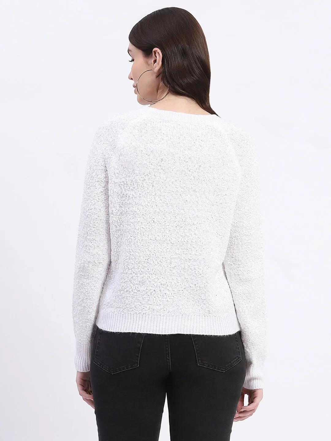 Madame Self Design Off White Sweater