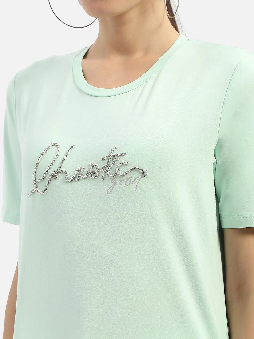 Madame Typography Mint Crew Neck T-Shirt