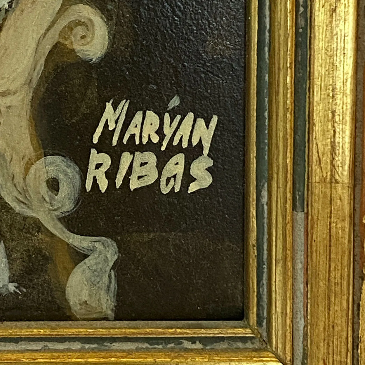 MARYAN RIBAS Oil on Canvas Painting, Victorian Girl at her Dressing Mirror
