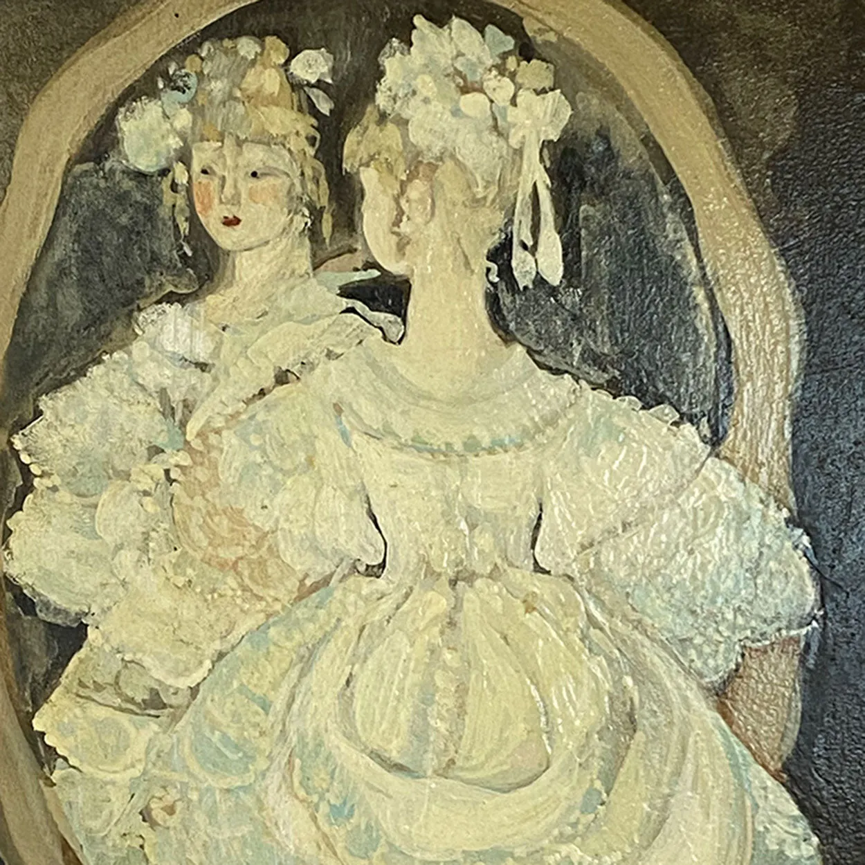 MARYAN RIBAS Oil on Canvas Painting, Victorian Girl at her Dressing Mirror