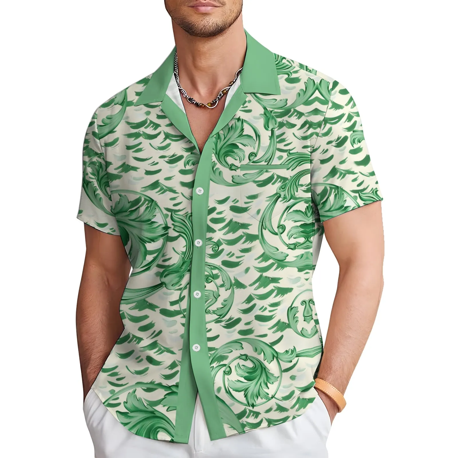 Men's Art Print Casual Short Sleeve Shirt 2403000573