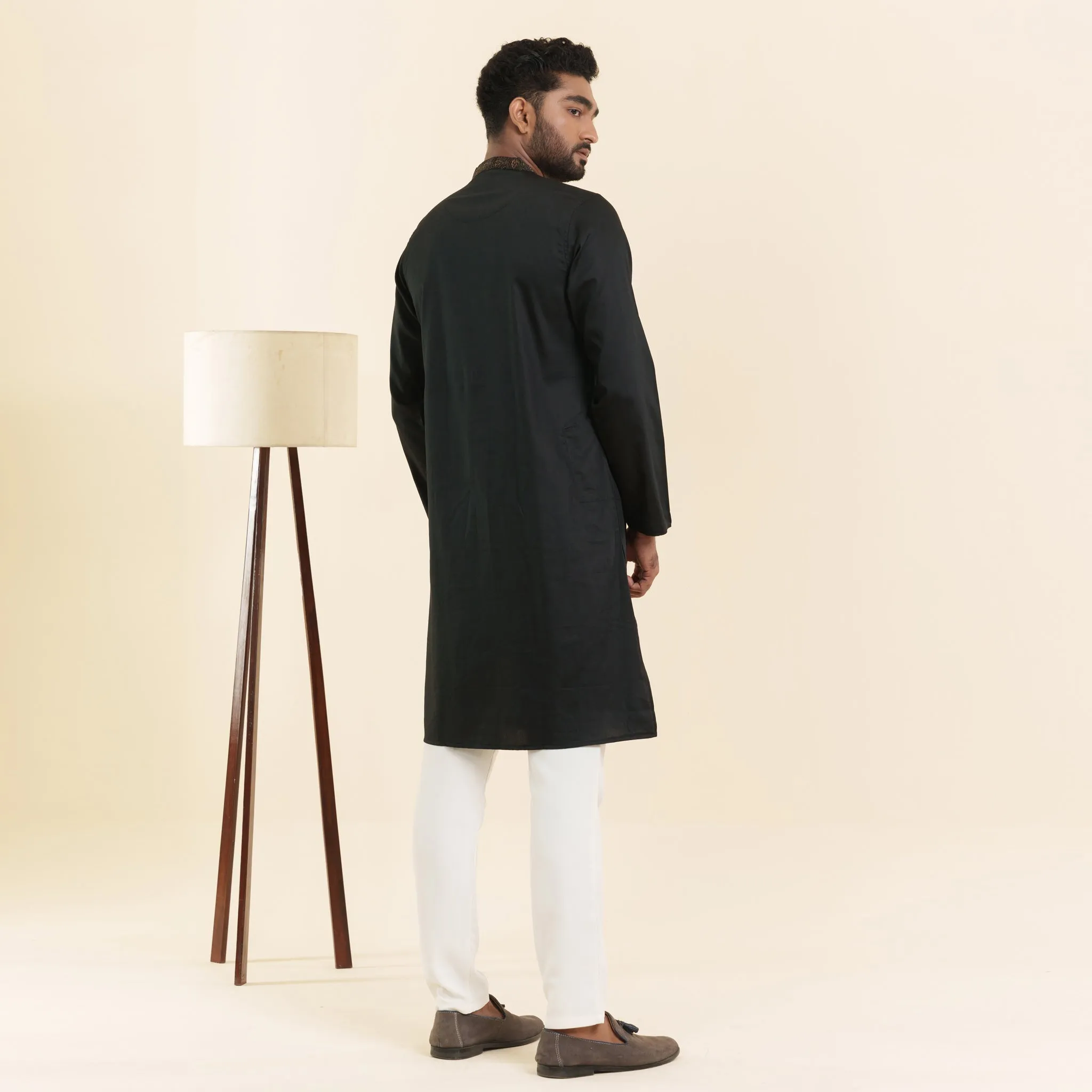 Mens Black Embroidery Panjabi