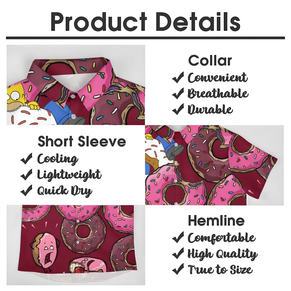 Men's Cartoon Donuts Casual Short Sleeve Shirt 2401000354