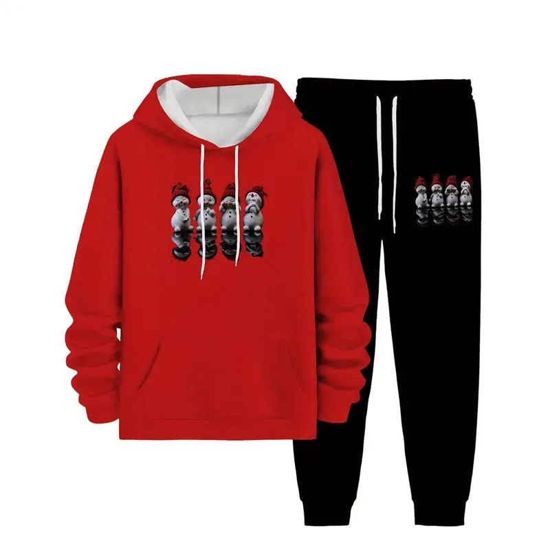 Men's Casual Christmas 3D Print Hoodie & Pants Set 2410004214