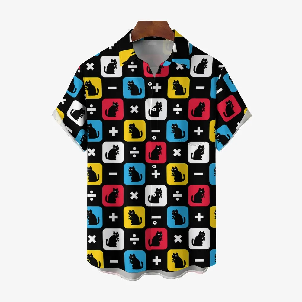 Men's Cats Casual Short Sleeve Shirt 2403000736