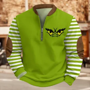 Men's Christmas Fun Print Casual Zip Sweatshirt 2411013057