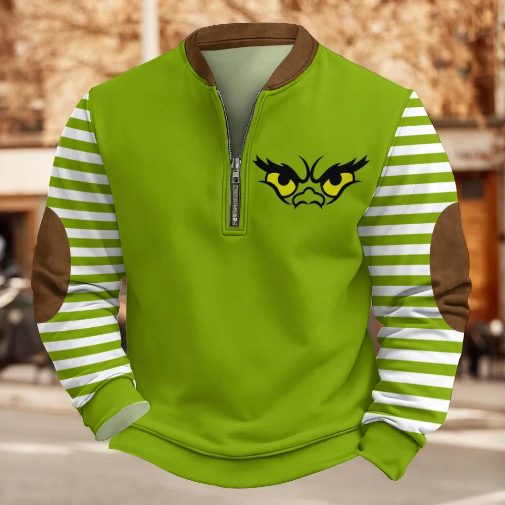 Men's Christmas Fun Print Casual Zip Sweatshirt 2411013057