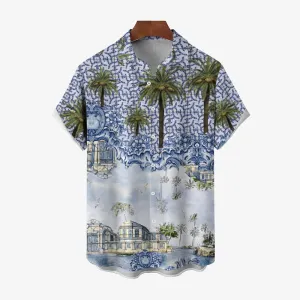 Men's Coconut Tree Art Print Casual Short Sleeve Shirt 2403000580