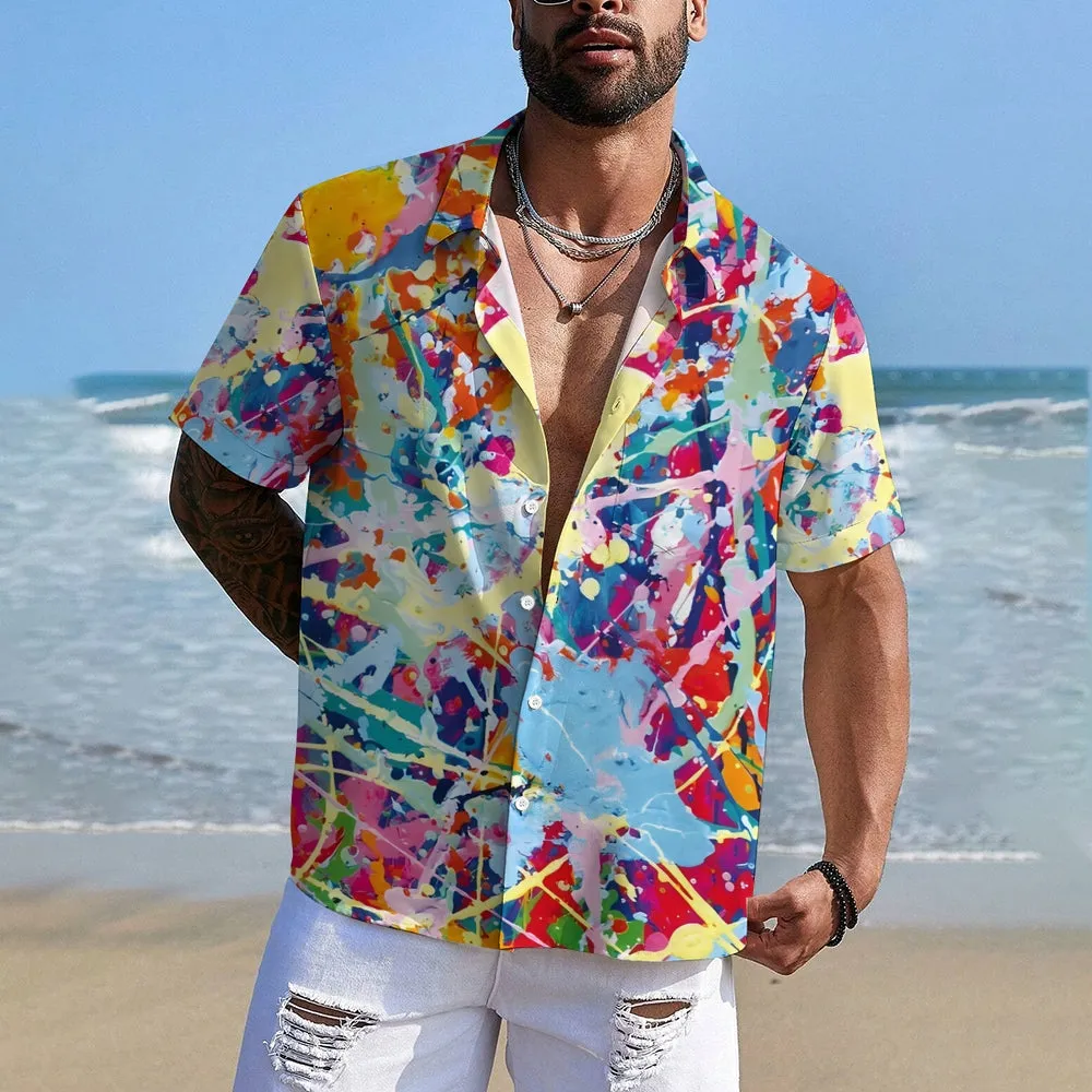 Men's Colorful Art Print Casual Short Sleeve Shirt 2404001897