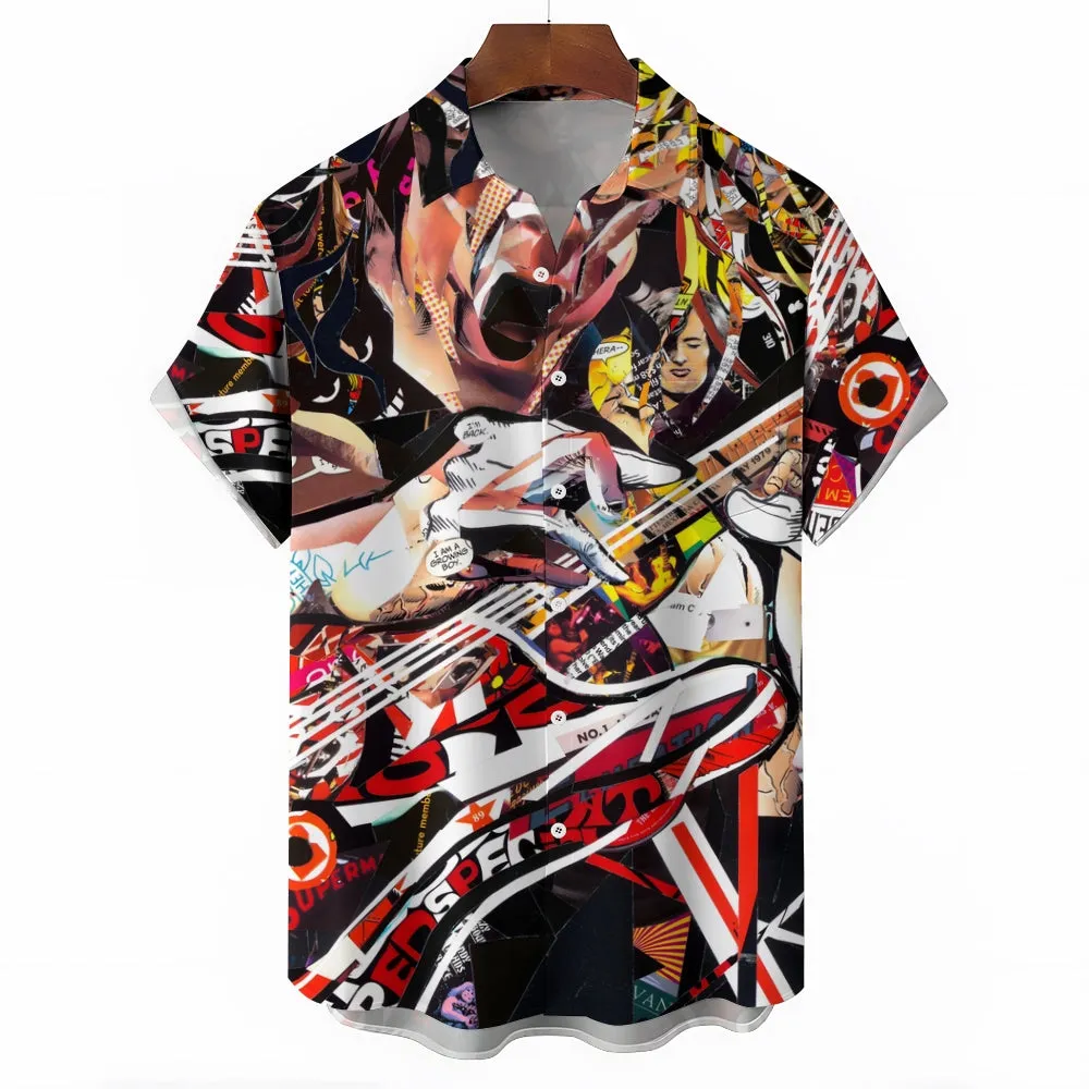 Men's Electric Guitar Frankenstrat Casual Short Sleeve Shirt 2404001055