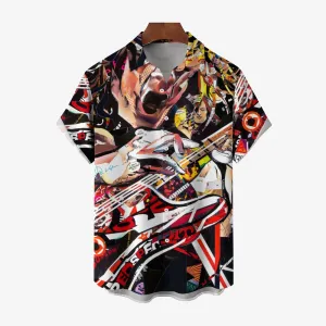 Men's Electric Guitar Frankenstrat Casual Short Sleeve Shirt 2404001055