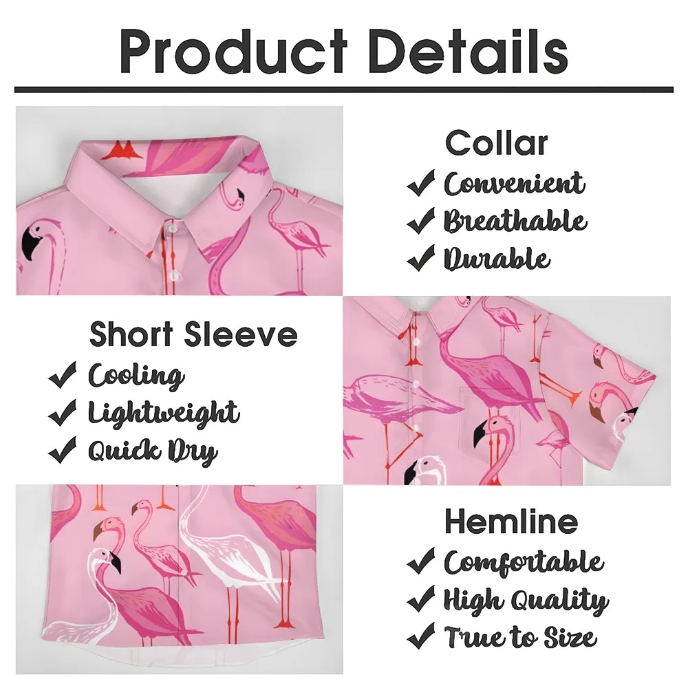 Men's Flamingo Pink Gradient Casual Short Sleeve Shirt 2402000063
