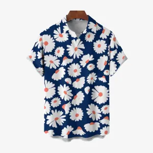 Men's Flowers Blue Casual Short Sleeve Shirt 2311000644
