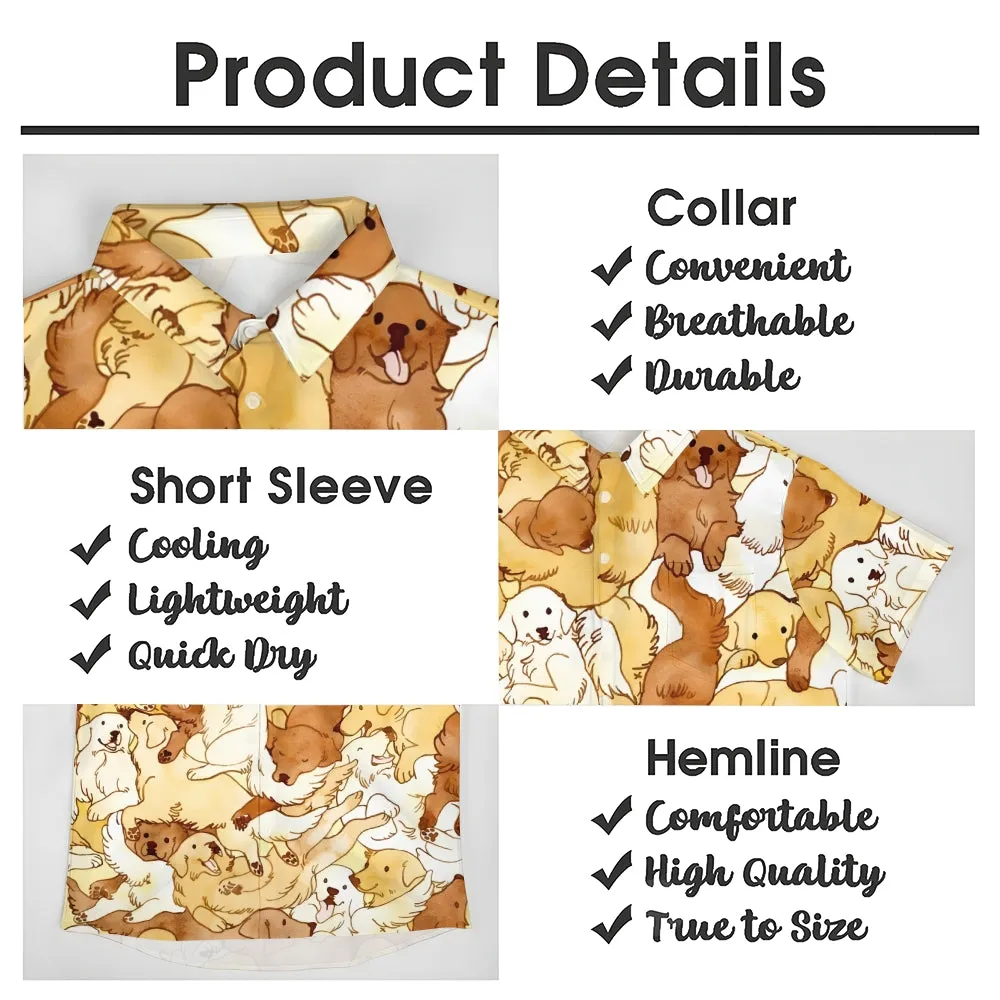 Men's Golden Retriever Dogs Casual Short Sleeve Shirt 2401000132
