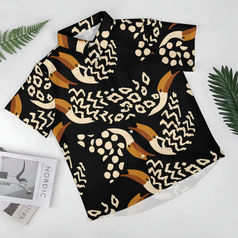 Men's Hawaiian Toucan Print Casual Short Sleeve Shirt 2405002005