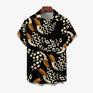 Men's Hawaiian Toucan Print Casual Short Sleeve Shirt 2405002005