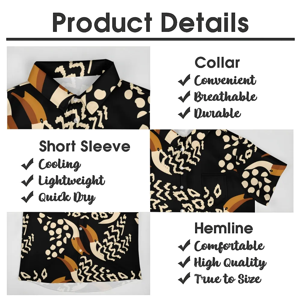 Men's Hawaiian Toucan Print Casual Short Sleeve Shirt 2405002005