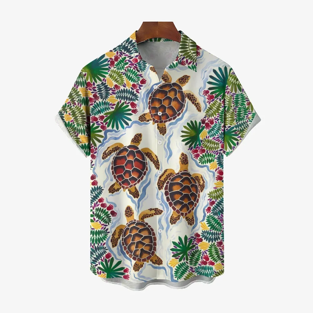 Men's Hawaiian Turtle Elements Casual Short Sleeve Shirt 2403000752