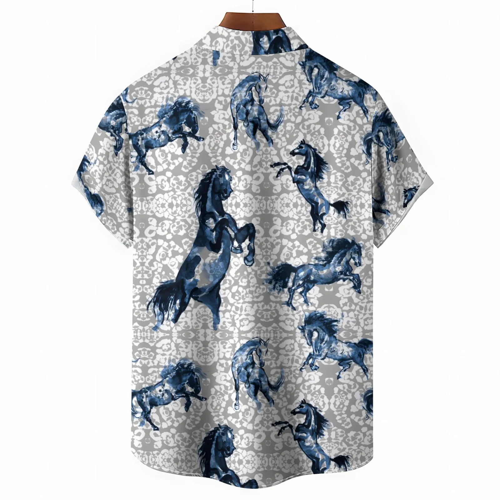 Men's Horse Casual Short Sleeve Shirt 2404000161