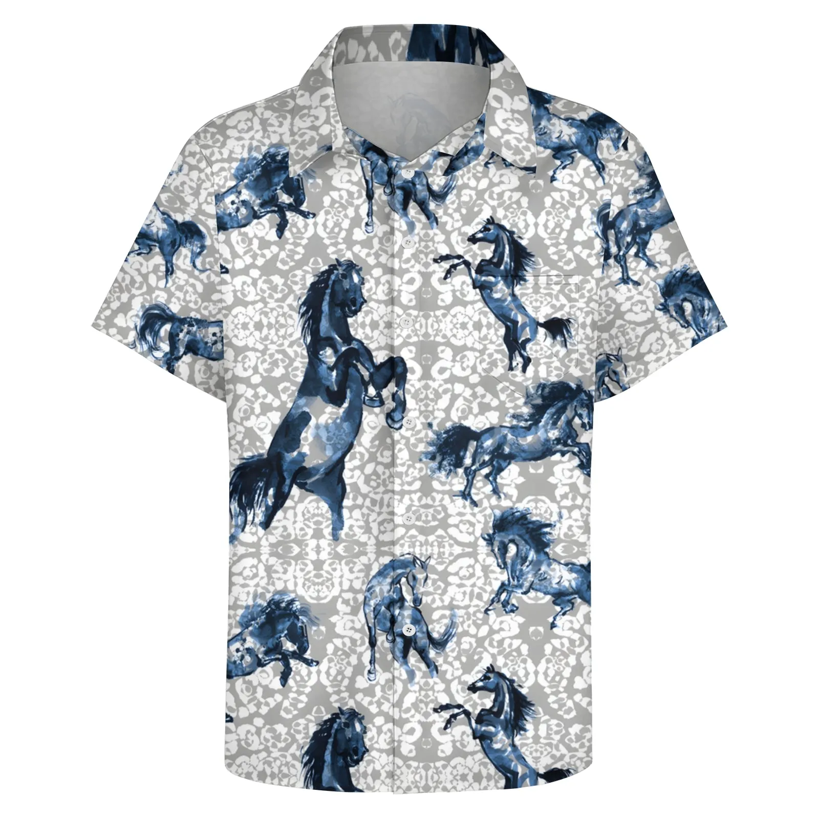 Men's Horse Casual Short Sleeve Shirt 2404000161