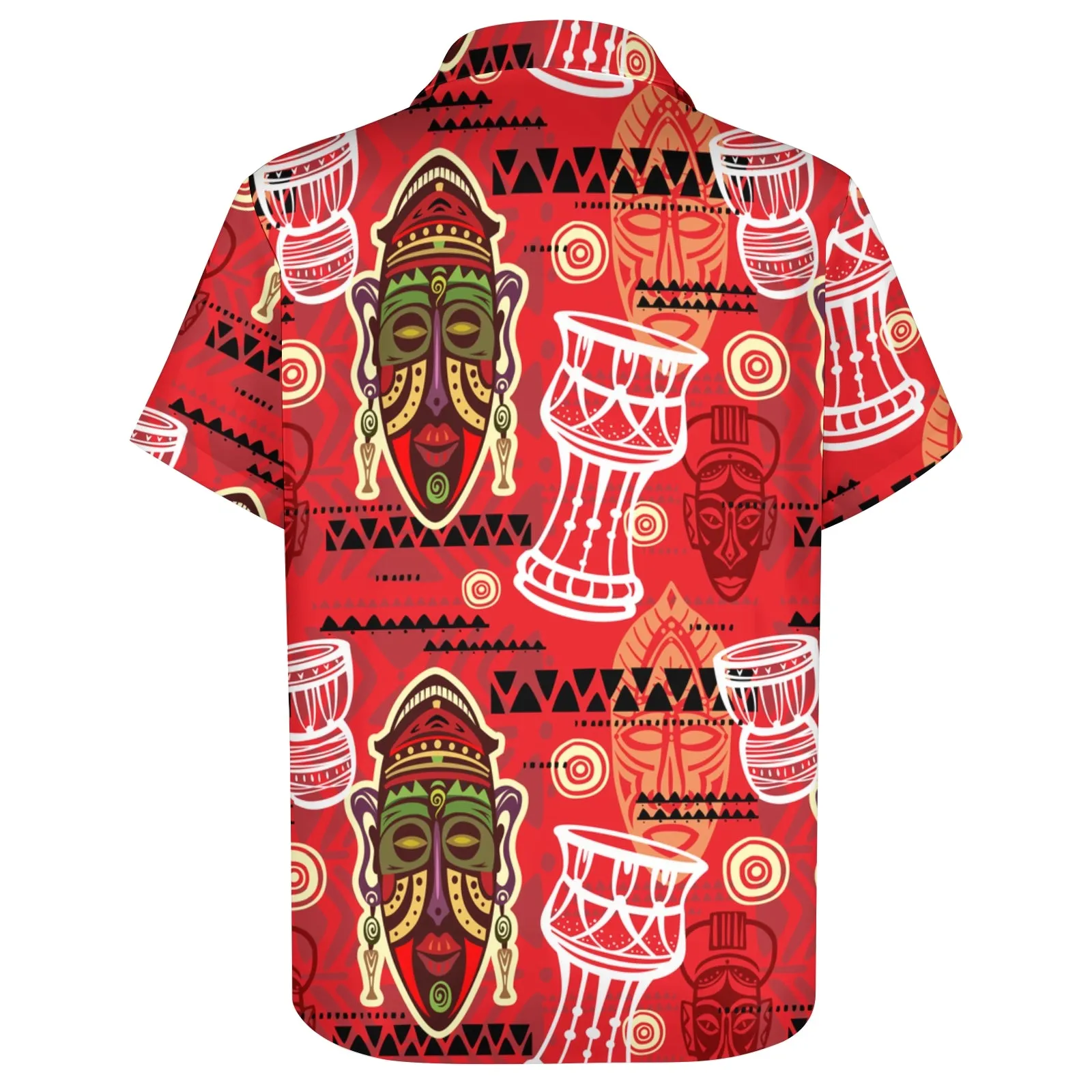 Men's Tribal Mask Casual Short Sleeve Shirt 2403000924