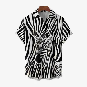 Men's Zebra Stripes Art Casual Short Sleeve Shirt 2402000077