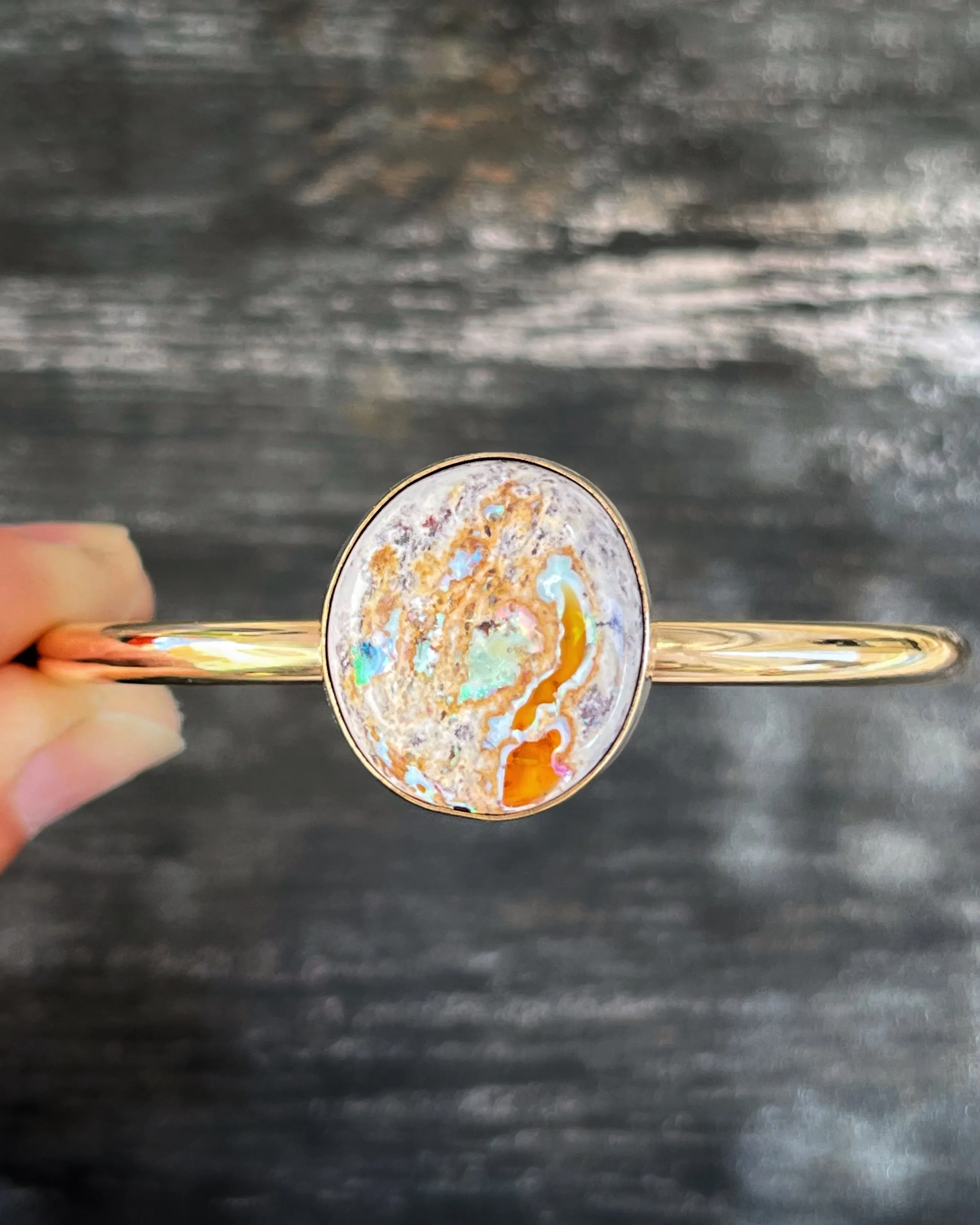 Mexican opal cuff in 14K gold-fill