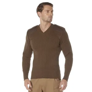 MilSpec G.I. Style Acrylic V-Neck Sweater Brown