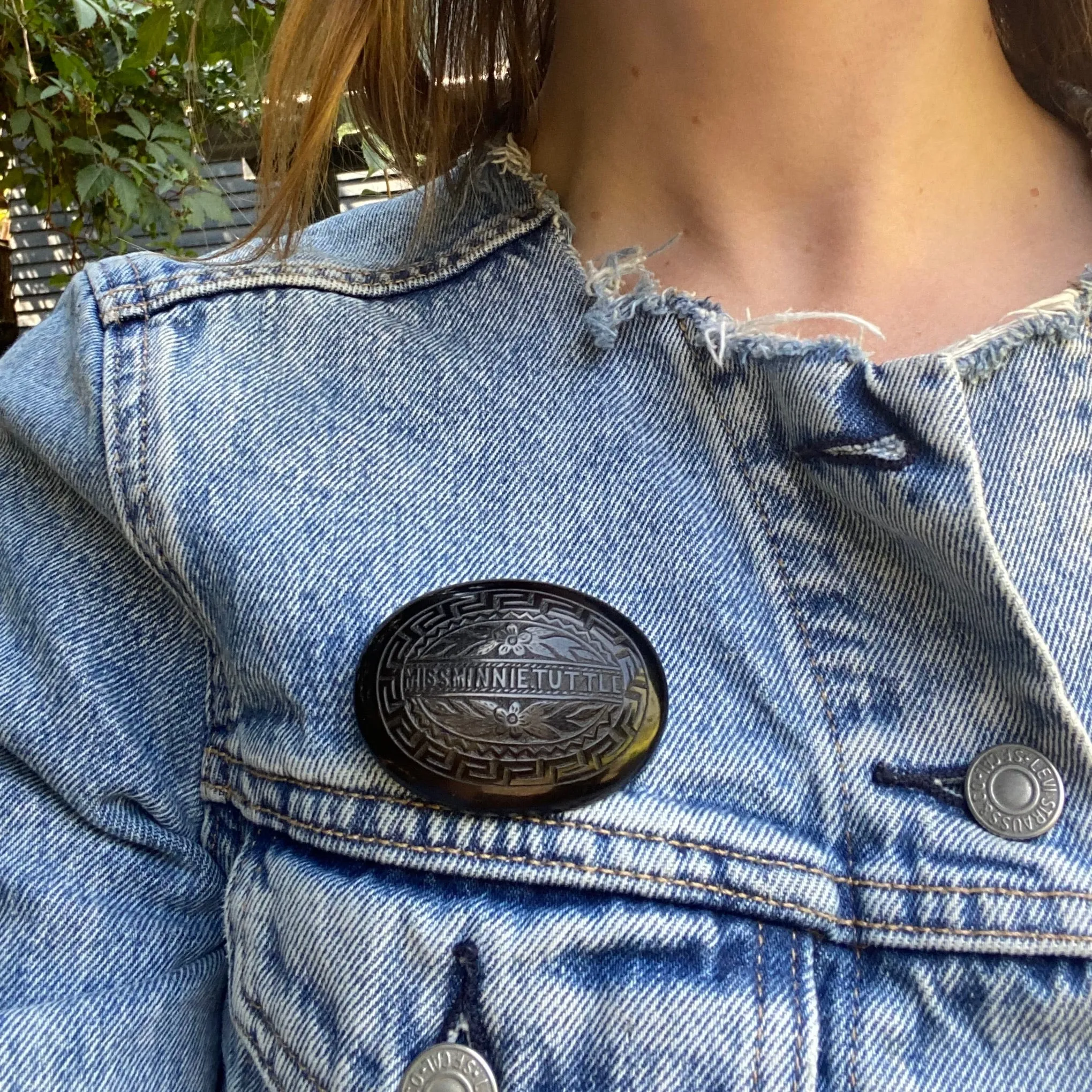 Miss Minnie Tuttle Jet Mourning Brooch