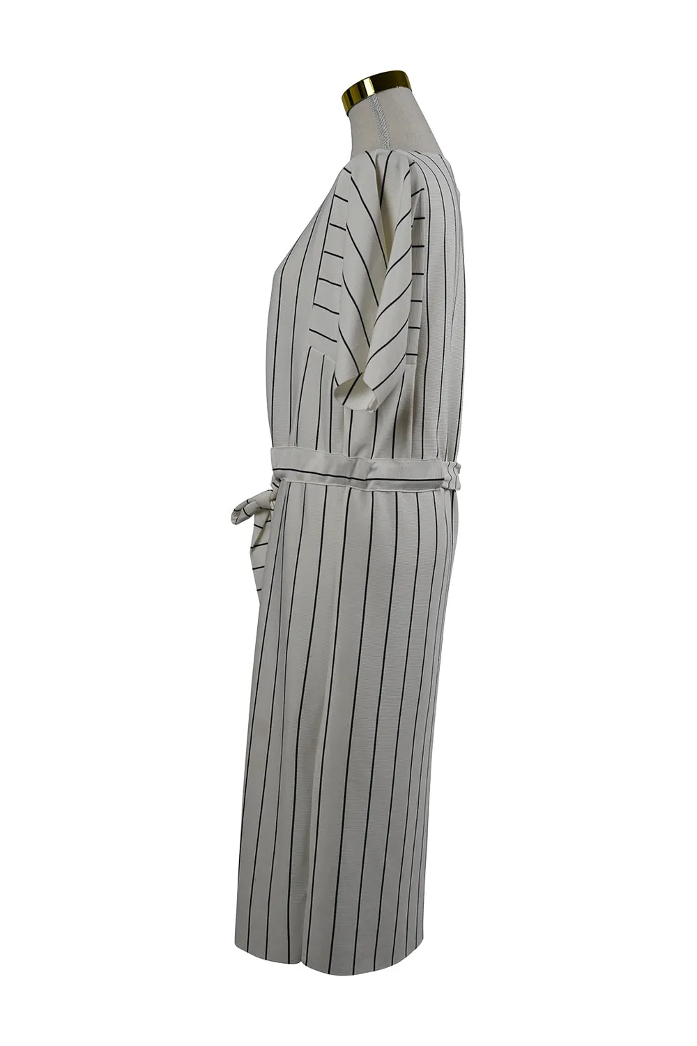 Miss Selfridge Black, White Striped Midi Dress with Belt