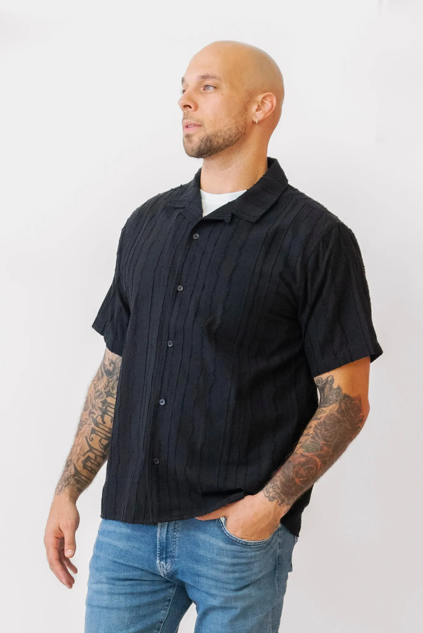 MOD Mens Button Up in Black