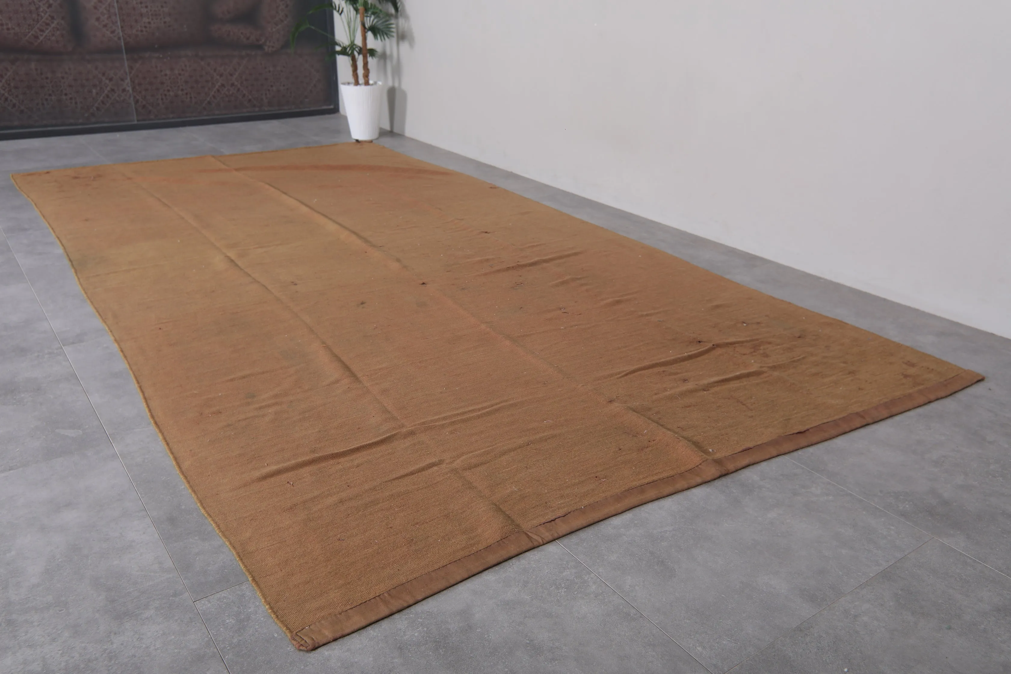 Moroccan Rug 6.2 x 12.1 Feet - Warm Beige for Sophisticated Interiors
