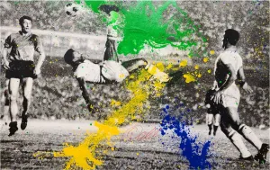 Mr. Brainwash The King Pele Bicycle Kick Screen print ##/75 S&N 2016