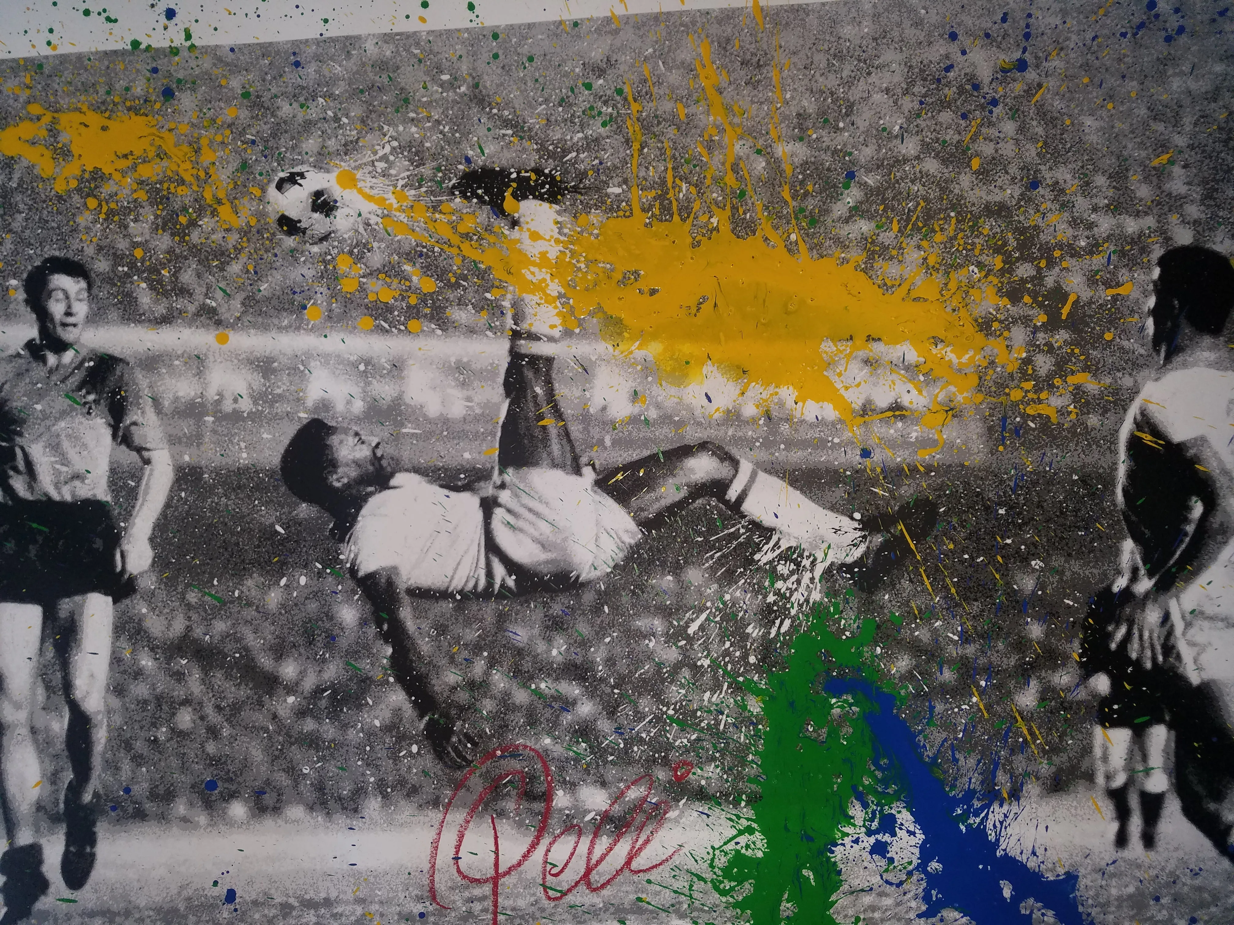 Mr. Brainwash The King Pele Bicycle Kick Screen print ##/75 S&N 2016