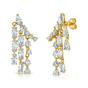 MULTI-STONE CLIMBING DANGLE EARRINGS, GOLD