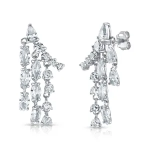 MULTI-STONE CLIMBING DANGLE EARRINGS, SILVER