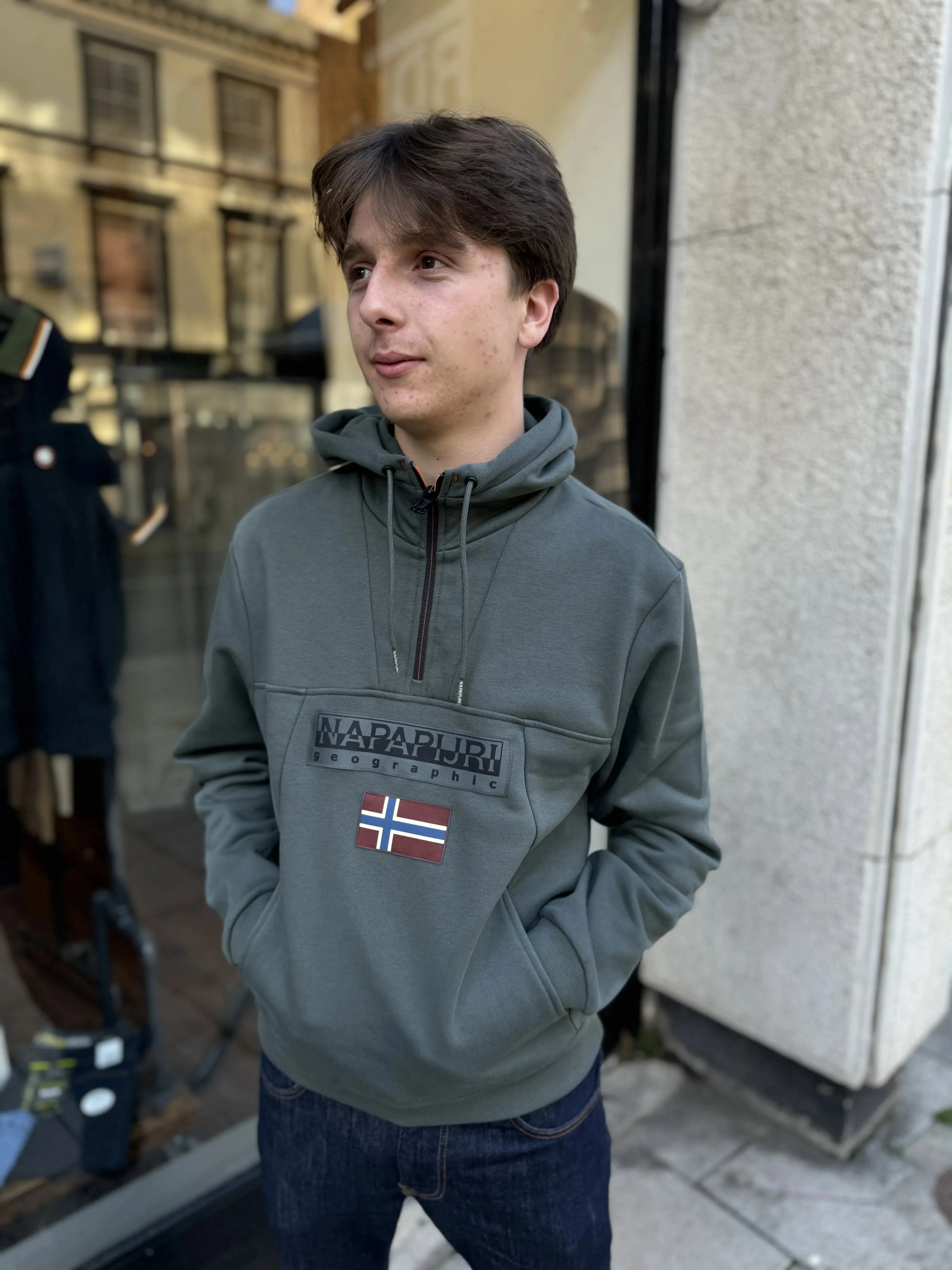 Napapijri Burgee HZH 2.0 Hoodie In Green Urban