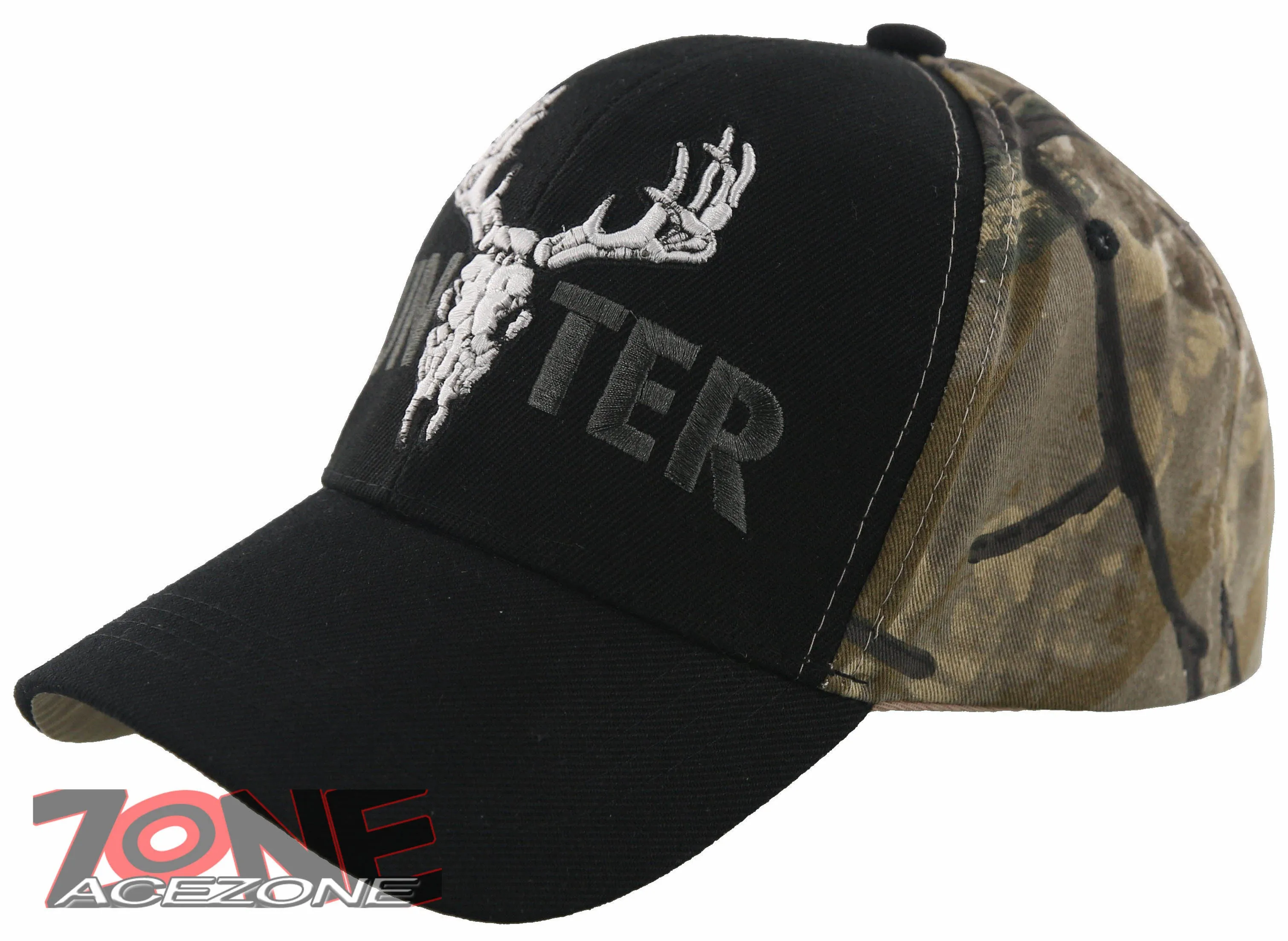 NEW! DEER HUNTER SKULL BUCK OUTDOOR SPORTS CAP HAT BLACK CAMO