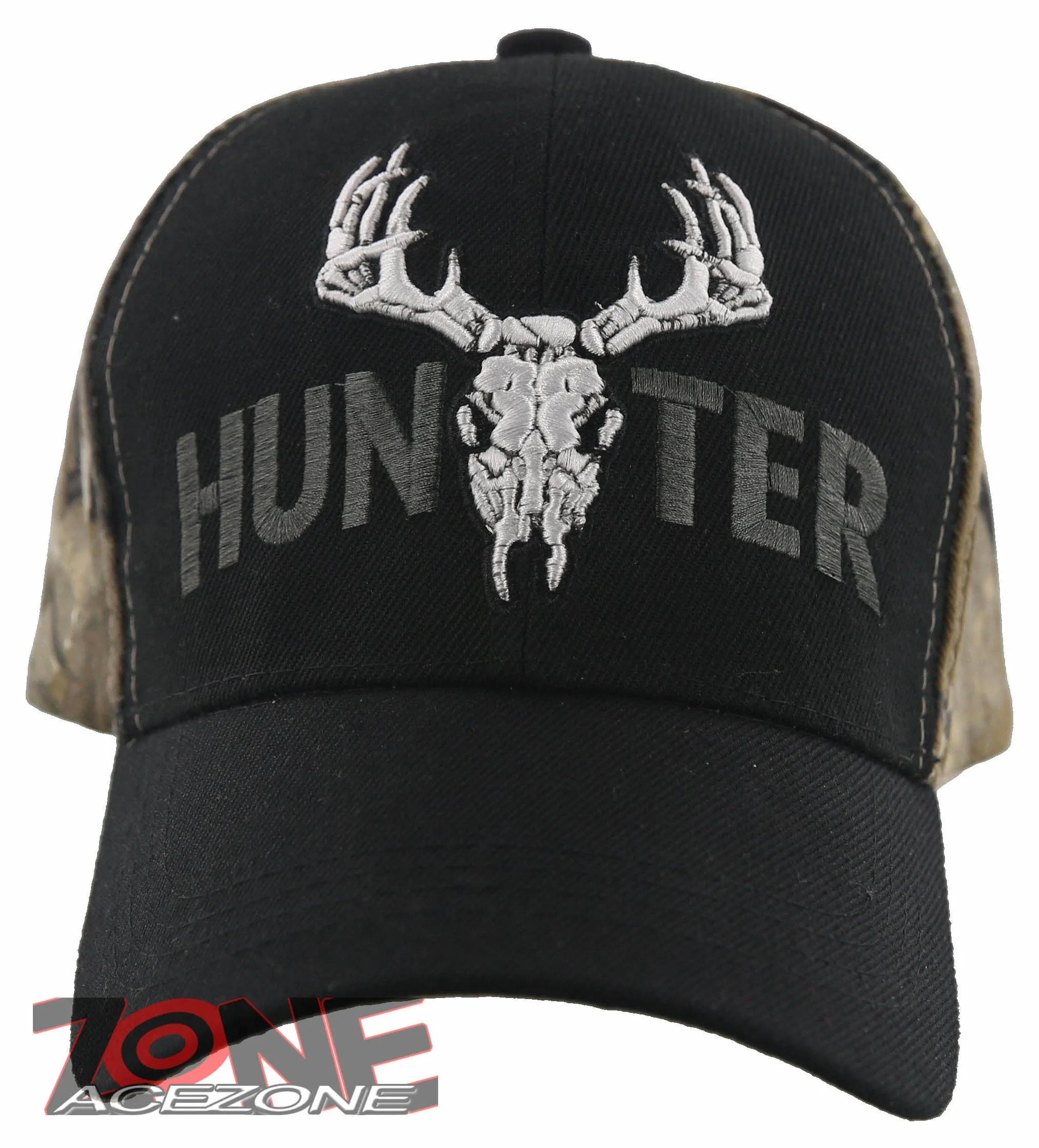 NEW! DEER HUNTER SKULL BUCK OUTDOOR SPORTS CAP HAT BLACK CAMO